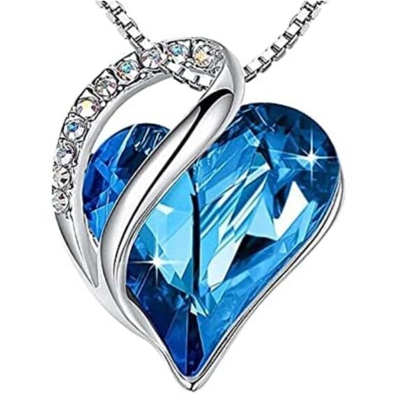 Heart Necklace with Crystal Pendant - Picture 1 of 4